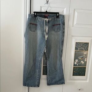 Nevada Women's Denim Blue Capris with Red Accents